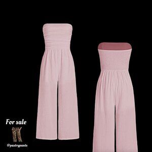CIDER Texture Ruched Tube Wide Leg Jumpsuit pink NWT sz M (6-8)